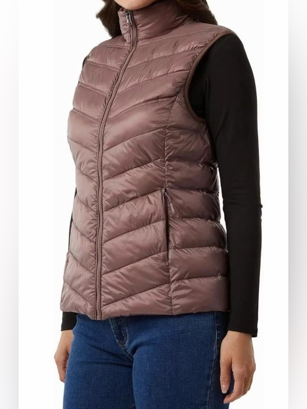 32 Degrees Quilted Puffer Vest in Mauve Brown